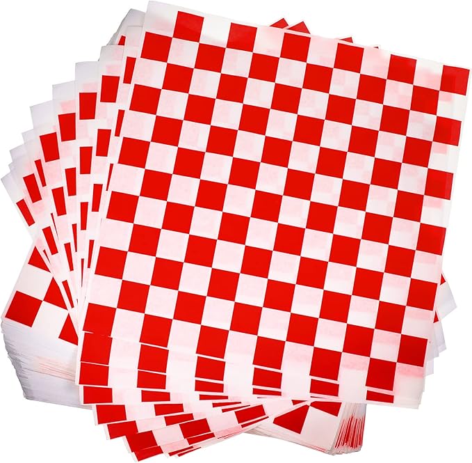 Honeydak 600 Pcs Sandwich Wrapping Paper Sheet 15x15 Checkered Food Wax Sheets Parchment Burgers