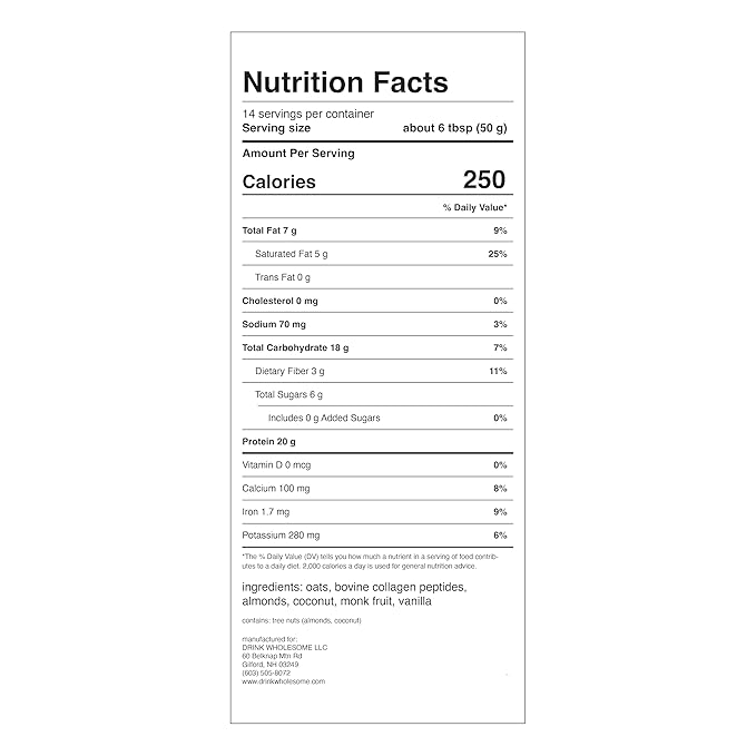 Drink Wholesome Vanilla Meal Replacement Powder | for Sensitive Stomachs | Gut Friendly | Additive