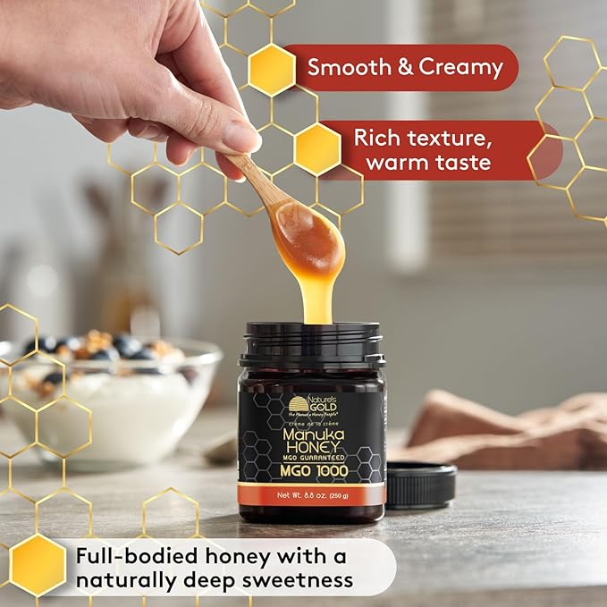 Nature’s Gold Raw Manuka Honey, Certified MGO 1000+ | Authentic MGO, Australian Honey, Non-GMO