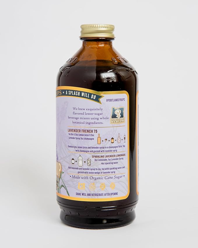 Portland Syrups Lavender Syrup - Premium Beverage Concentrate for Delicious Cocktails, Tea, Soda