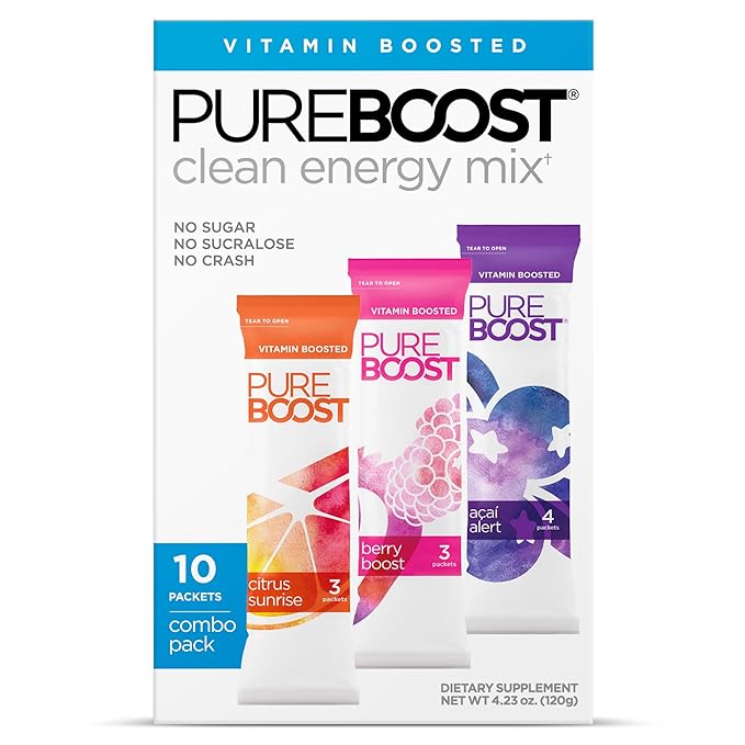 Pureboost Clean Energy Booster, Refreshing Energy Drink Mix with B12 Vitamins, Electrolytes