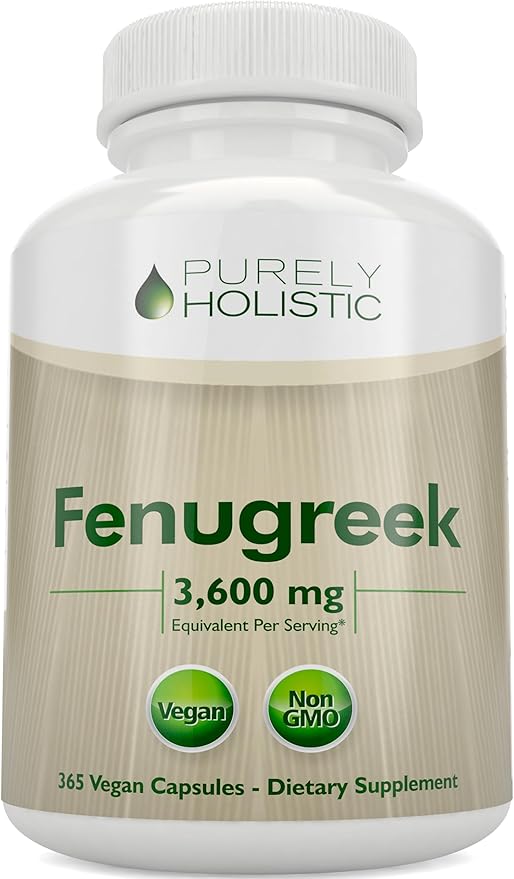 Purely Holistic Fenugreek Capsules 3600mg - 365 Vegan Capsules - Lactation Supplement - from