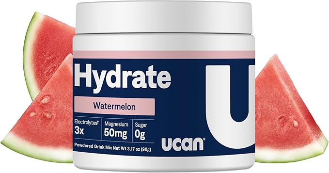UCAN Hydrate Electrolyte Drink Mix (Watermelon, 30 Servings) Sugar-Free, Keto-Friendly, Vegan