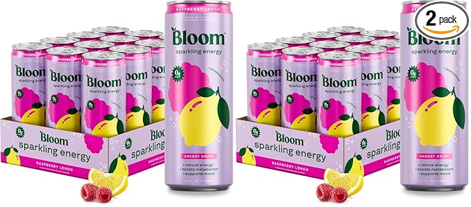 Bloom Nutrition Sparkling Energy Drink for Focus, Natural Caffeine, Zero Sugar, 180mg Caffeine