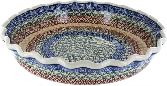 Blue Rose Polish Pottery - Brown Athena Pie Plate - 10" Diameter - Ceramic Baking Dish, For Pies