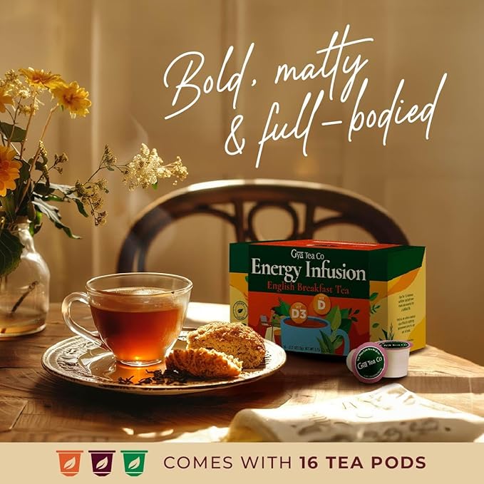 Gya Tea Co English Breakfast Tea Gift Set (16 ct) - High Caffeine Wellness Tea Pod Rich in Vitamin