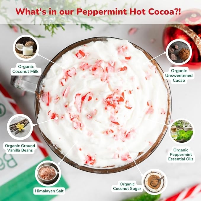 Bare Life: Instant Dairy Free Peppermint Hot Cocoa Mix - 10 Serving Pouch | Gluten Free, Vegan
