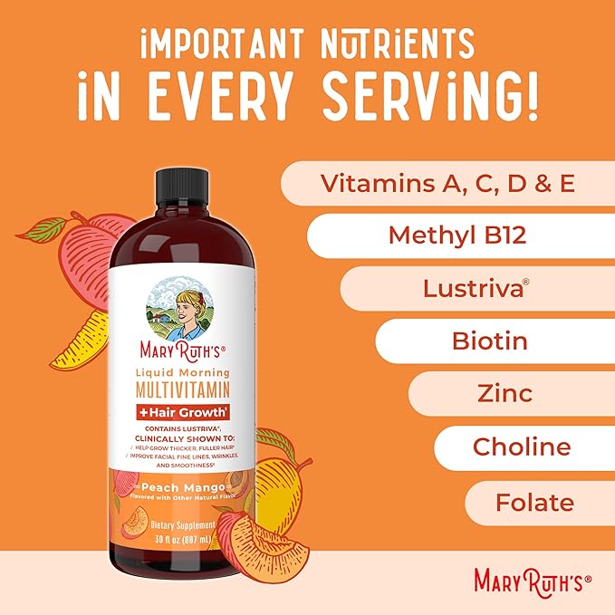 MaryRuth's Liquid Multivitamin + Hair Growth | Clinically Tested for Thicker Hair & Facial Wrinkles
