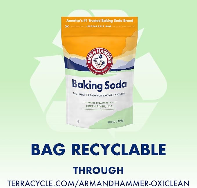 ARM & HAMMER Baking Soda Made in USA, Ideal for Baking, Pure & Natural, 2.7lb Bag