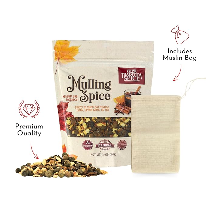 Olde Tradition Mulling Spices for Apple Cider, Mulled Wine Spices Kit, 4oz Traditional Mulled Spice