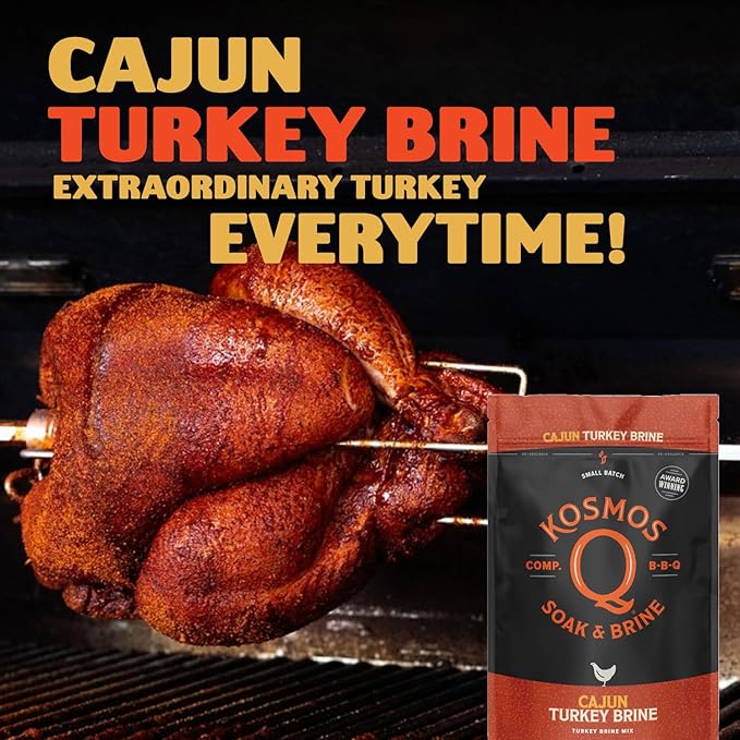 Kosmos Q Cajun Turkey Soak & Brine, Fiery Brown Sugar & Worcestershire Spice Blend for Whole Bird