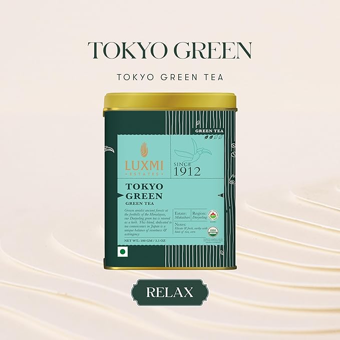 Luxmi Estates - Tokyo Green - Organic Makaibari Darjeeling Green Tea - Loose Leaf - 100g (50 Cups)