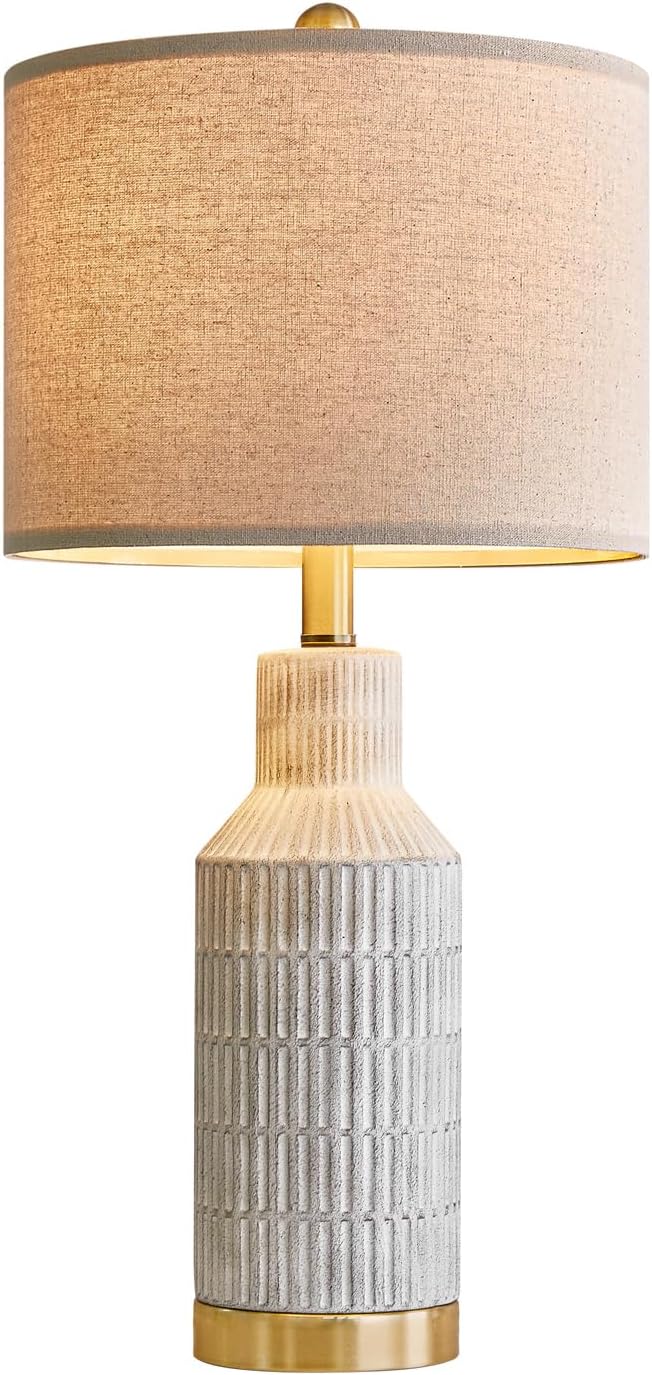 25" Modern Ceramic Lamps Single Table Lamp for Living Room Bedroom Farmhouse Nightstand Bedside