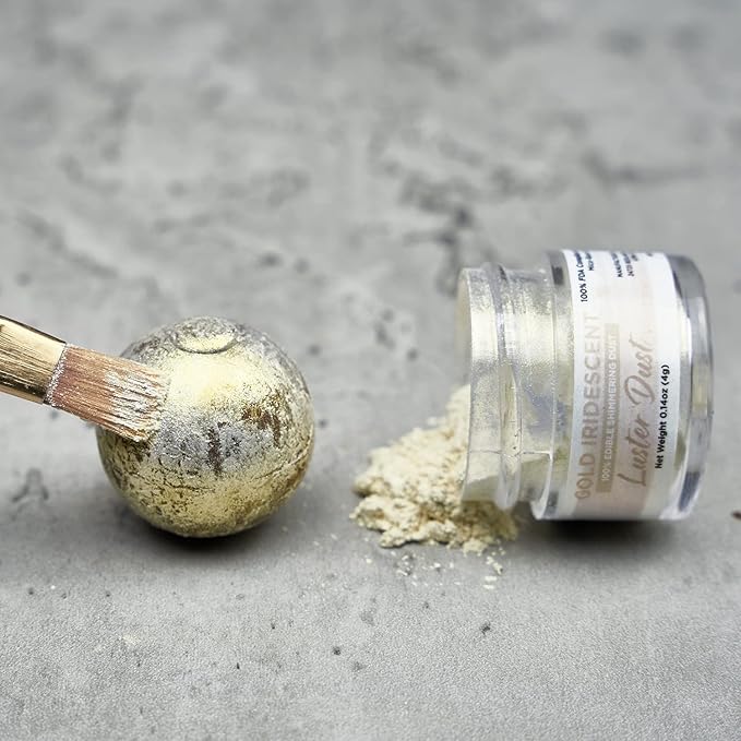 Luster Dust - Gold Iridescent (4g 1x Jar) | Edible Vegan Dust & Paint for Cake Decorating, Ice