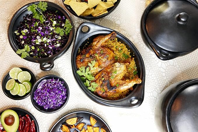 Authentic Chamba Casserole - Elegant Handmade Black Clay Cooking Pot with Cover - Perfect for