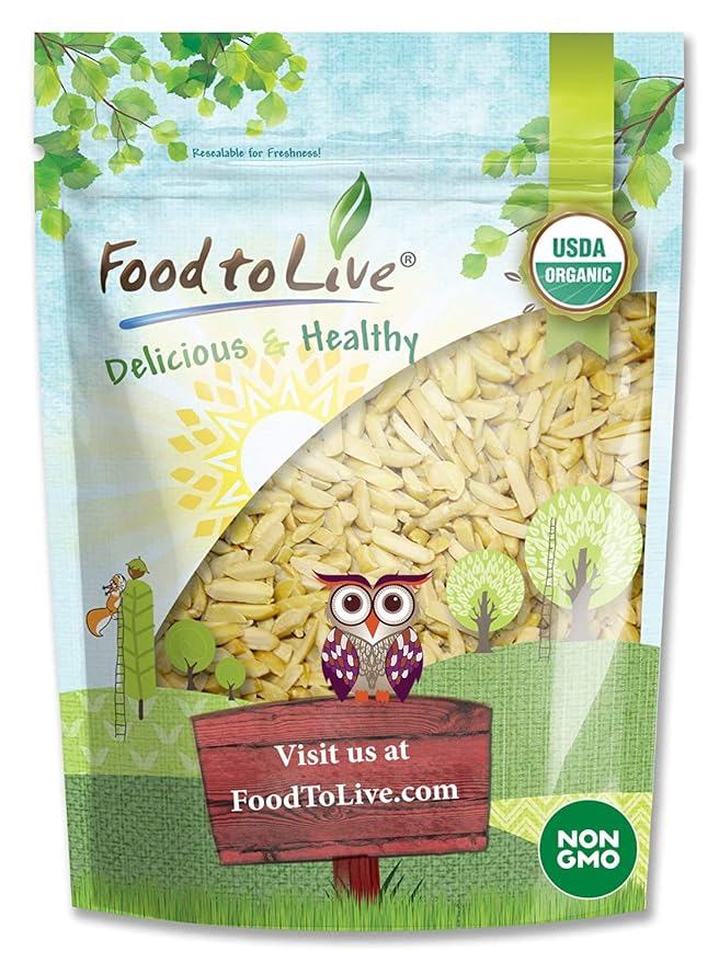Food to Live Organic Blanched Slivered Almonds, 12 Ounces - Non-GMO, Raw, Unpasteurized, Unsalted