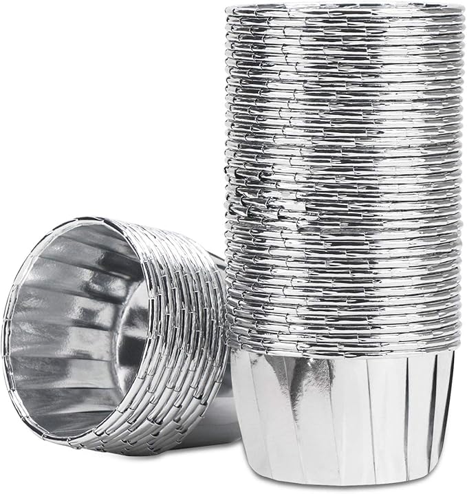 EUSOAR Aluminum Foil Silver Cupcake Liners, 50Pcs Disposable Muffin Liners, Baking Cups, Aluminum