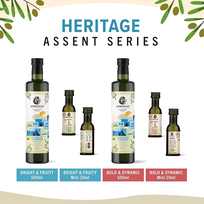 MOROCCAN OLIVE GROVE - The Blue Olive Oil, Bright & Fruity Desert Olive Oil Extra Virgin, Versatile