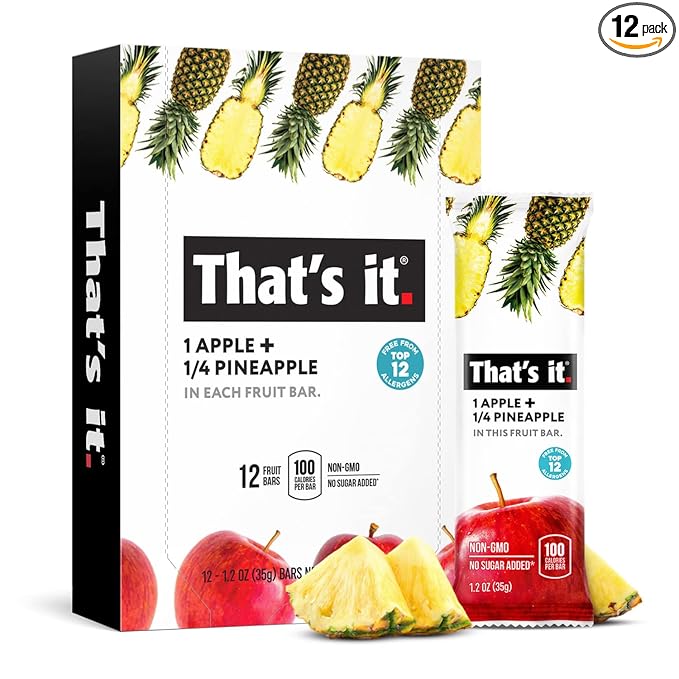 That's it. Apple + Pineapple 100% Natural Real Fruit Bar, Best High Fiber Vegan, Gluten Free
