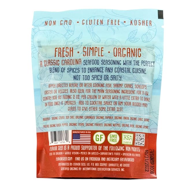 Flavor Seed Tidewater Organic Seafood Seasoning, All Purpose Fish Seasoning for Shrimp, Crab Meat