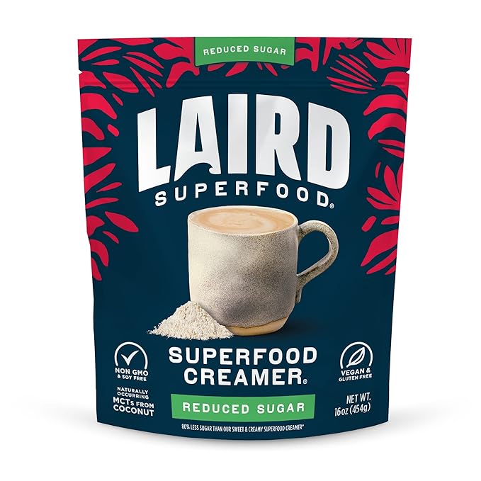 Laird Superfood Non-Dairy Reduced Sugar Superfood Coconut Powder Coffee Creamer, Keto, No Sugar
