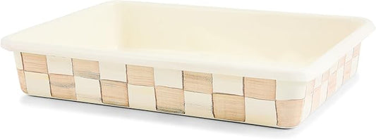 MACKENZIE-CHILDS Enamel Baking Pan for Oven, Rectangular Oven Pan, 9" x 13", Brown-and-White Mocha