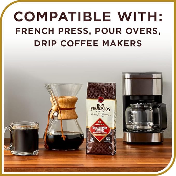 Don Francisco's Colombia Supremo Whole Bean Coffee, Medium Roast ??100% Arabica,12 oz Bag, Premium