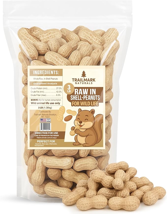 3 LB - Raw Peanuts For Squirrels, Raw In Shell Peanuts For Birds and Wildlife- Squirrel Food, Wild