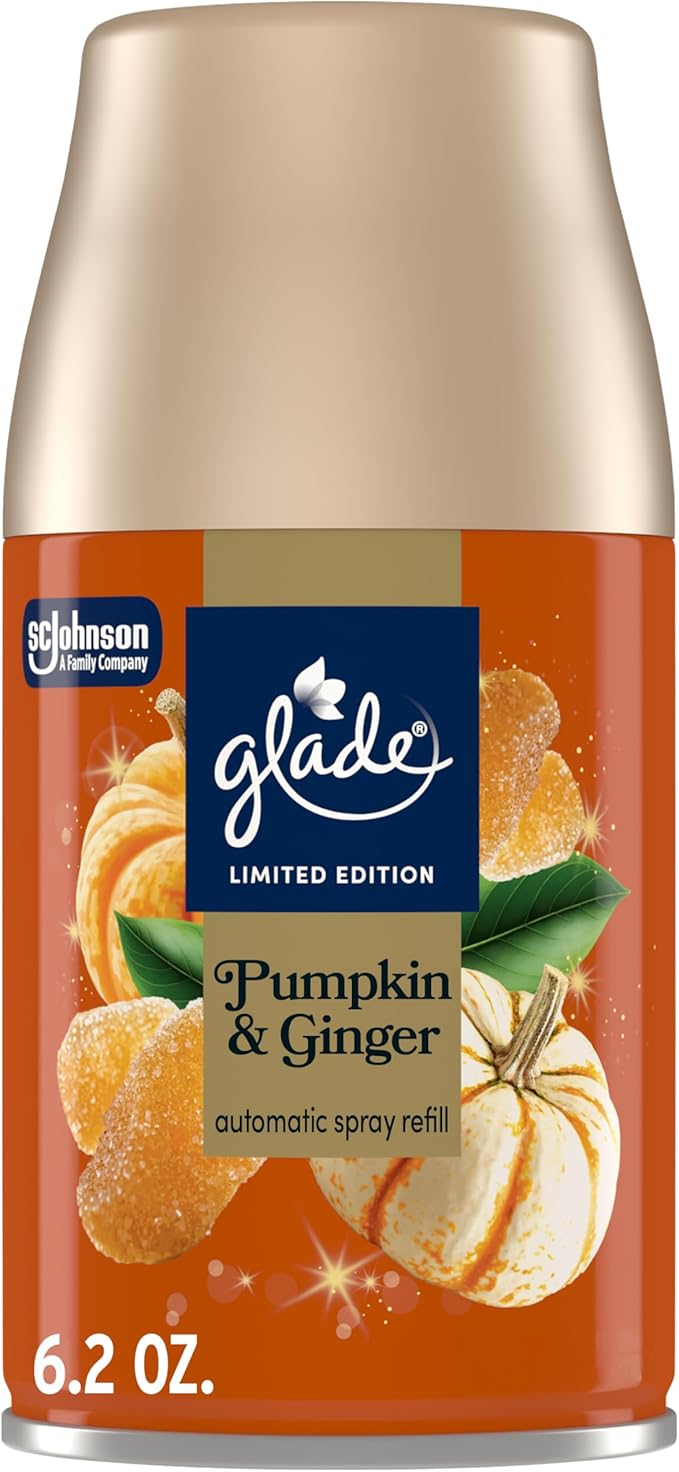 Glade Automatic Spray Refill, Pumpkin & Ginger, Scented Air Freshener for Home and Bathroom, 6.2 Oz