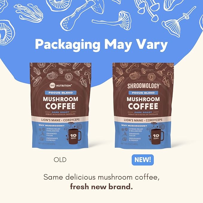 360 Nutrition Instant Mushroom Coffee with Cordyceps, Lion?™s Mane Superfood Mushrooms and