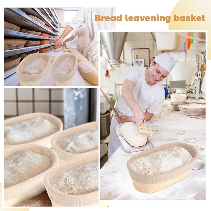 Gejoy 20 Sets Bread Proofing Baskets Bulk Shaped Banneton Dough Proofing Bowls Kit with Cloth Liner