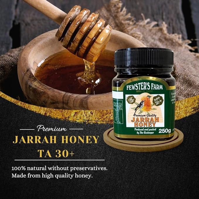 Jarrah Honey TA 30+ - 250 g / 8.8 oz Jarrah Honey is nectar gathered by bees from the flowers of