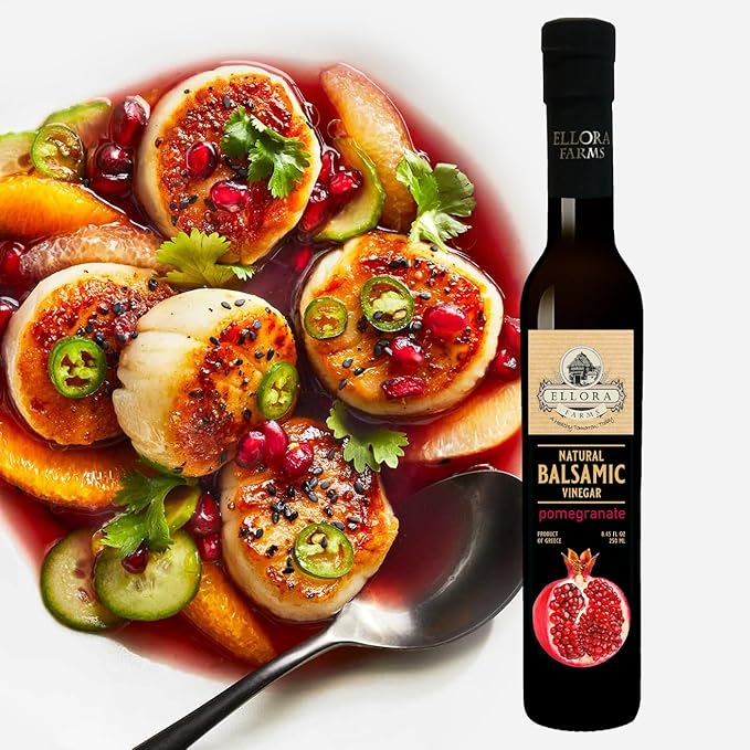Ellora Farms, Pomegranate Infused Thick Aged Balsamic Vinegar, No-Added Sugar, No-Preservatives