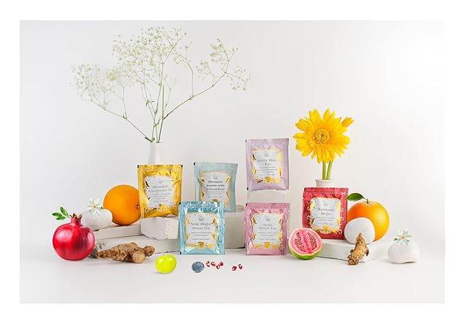 The Vedas Garden of fruits tea gift set | 6 Different varities | Handstitched Cotton teabags |