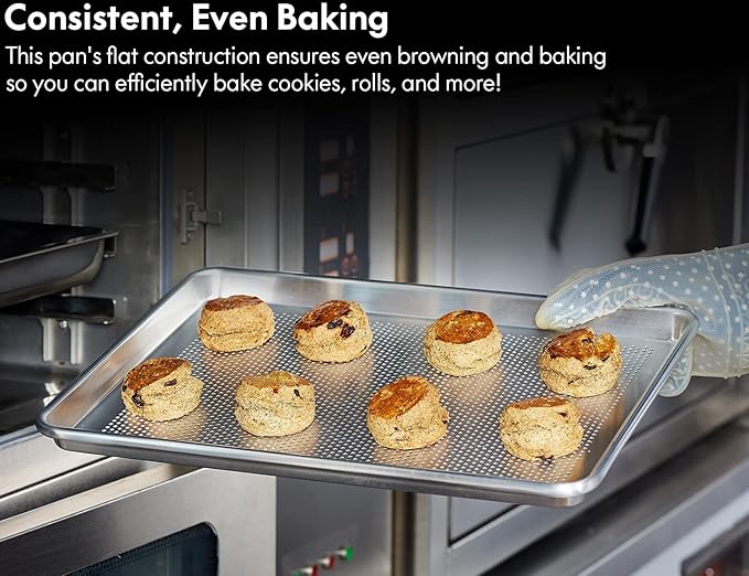 CURTA 6 Pack Aluminum Sheet Pan Perforated, NSF Listed Half Size 18 x 13 inch Commercial Bakery