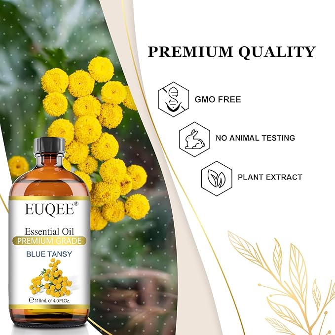 Blue Tansy Essential Oil 118mL/4oz Pure Blue Tansy Oil Premium Essential Oil for Diffuser, Soap