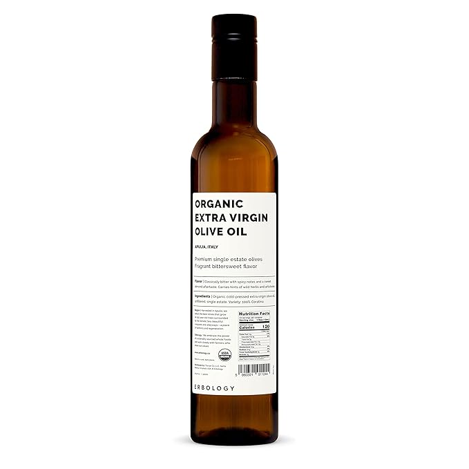 Erbology Organic Extra Virgin Olive Oil 17 fl oz - Early Harvest - 742 mg/kg Polyphenols - 0.15%