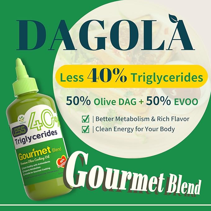 DAGola Gourmet Blend Olive Oil - Keto-Friendly, 50% EVOO & 50% Olive DAG, 40% Less Triglycerides