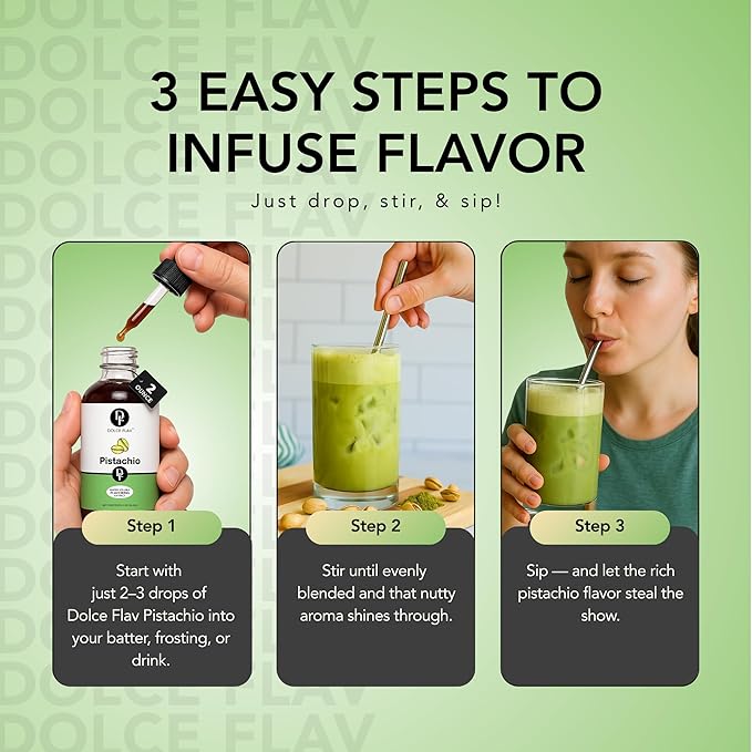 Dolce Flav Pistachio Extract ??2 Ounce Water-Soluble Kosher, Sugar-Free, Concentrated Nutty