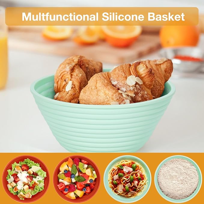 Silicone Banneton, Sourdough Bread Baskets (Set of 6, 5 Inch), Round Proofing Bread Bowls with