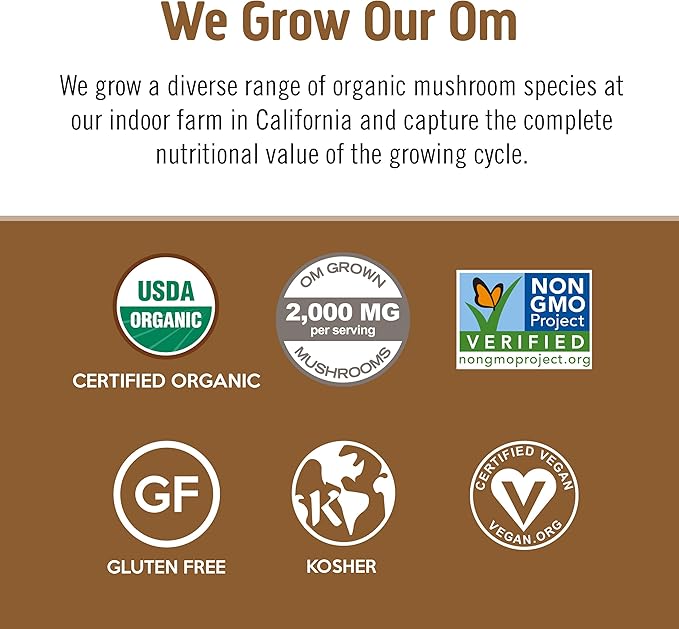 OM MUSHROOM SUPERFOOD Coffee Latte Blend Mushroom Powder, 8.47 Ounce Canister, 30 Servings, Lion's