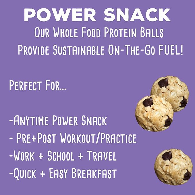 simplyFUEL Whole Food Protein Balls with Probiotics - Chocolate Chip Cookie Dough Snacks - 8g