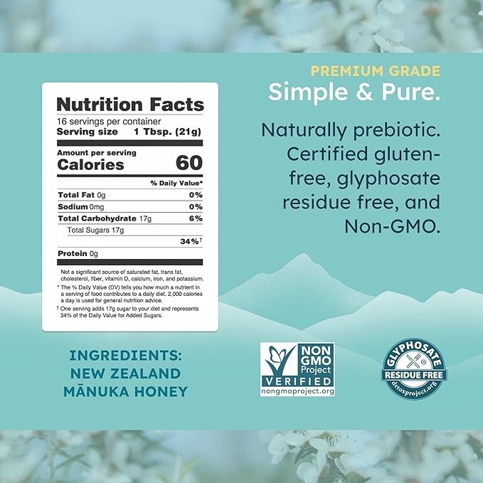 Melora Manuka Honey New Zealand Raw Honey | Pure, Unfiltered, Unpasteurized Honey | Organic Squeeze