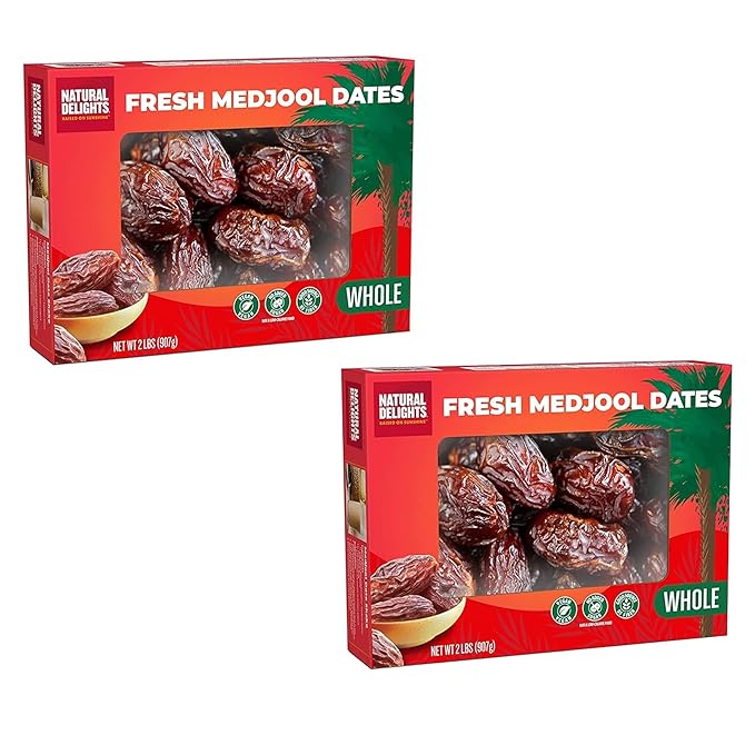 Natural Delights Medjool Dates Whole - Non-GMO Verified Fruit, Good Source of Fiber & Potassium