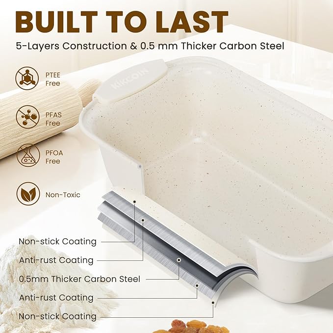 Kikcoin 22 PCS Nonstick Baking Pans Set, Stackable Bakeware Sets with Silicone Handles, 450°F Oven