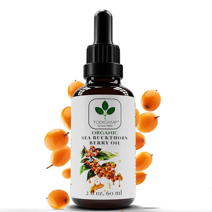Sea Buckthorn Oil Organic - 2 fl oz Cold-Pressed Sea Buckthorn Berry Oil - Seabuckthorn Oil for