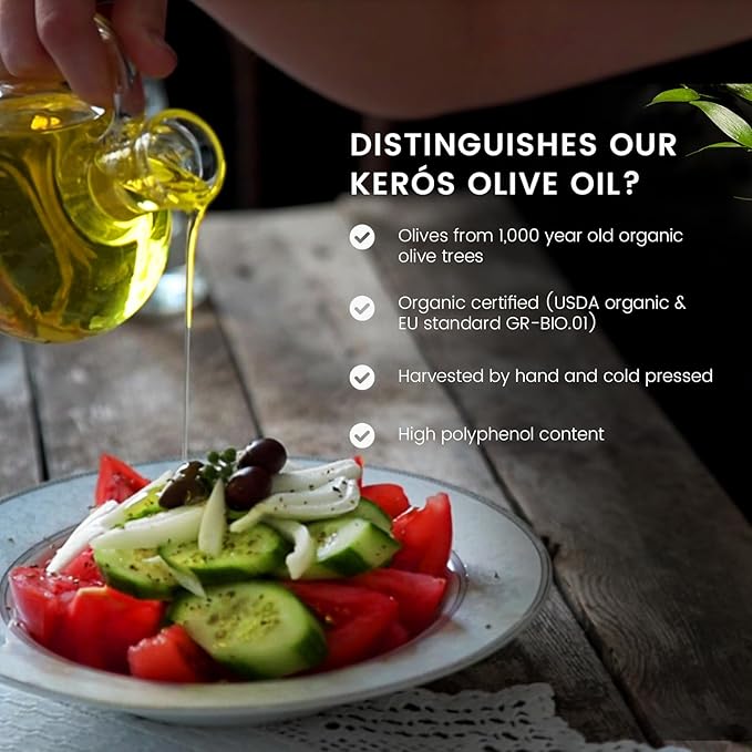 Ancient Foods Keros Greek Organic Extra Virgin Olive Oil ??Cold Pressed Olive Oil from Greece, High