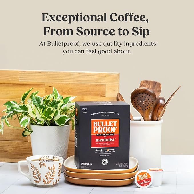 Bulletproof The Mentalist Medium-Dark Roast Single-Serve Pods, 24 Count, Clean Coffee Tested for