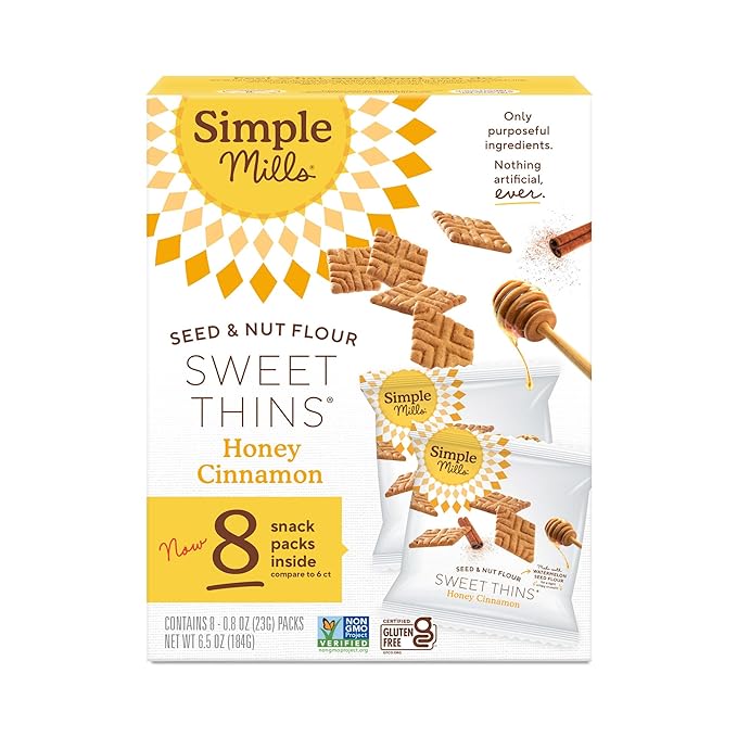 Simple Mills Snack Packs Honey Cinnamon Seed & Nut Flour Sweet Thins, Paleo Friendly & Delicious