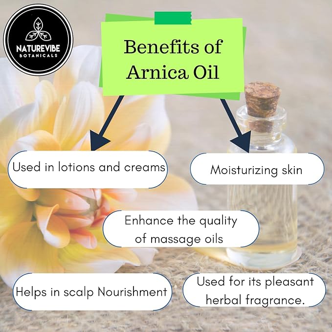 Naturevibe Botanicals Arnica Oil 32 Ounces | 100% Pure and Natural | Great for Skin Care and Hair
